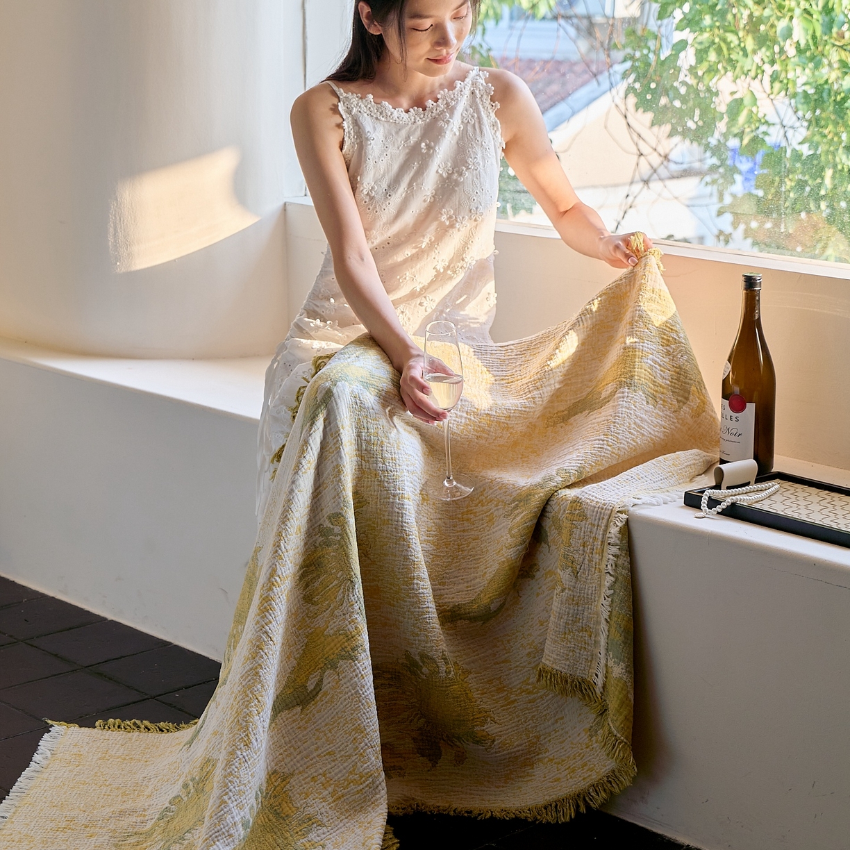 91家纺网 家纺一手货源 找家纺 沐瑟家纺 2025新款流苏披肩毯毛毯毯子 柚屿