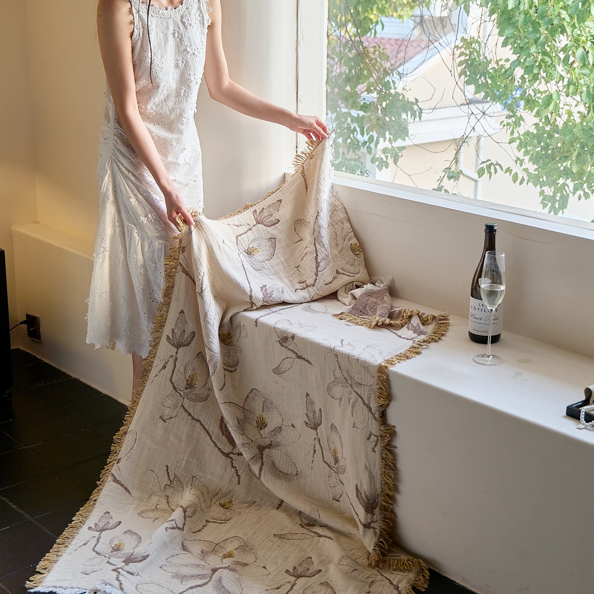 91家纺网 家纺一手货源 找家纺 沐瑟家纺 2025新款流苏披肩毯毛毯毯子 木栀