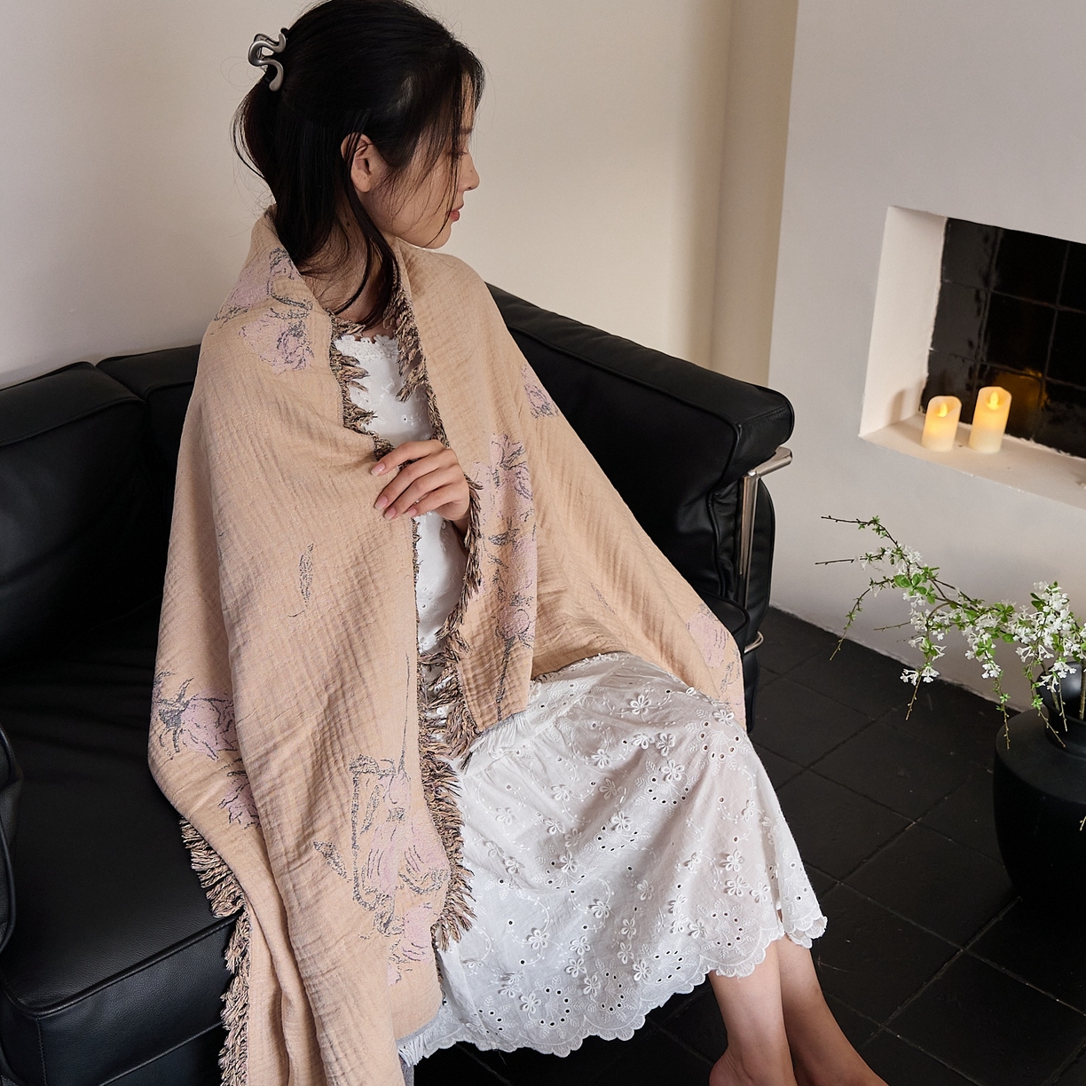 91家纺网 家纺一手货源 找家纺 沐瑟家纺 2025新款流苏披肩毯毛毯毯子 沅蔓