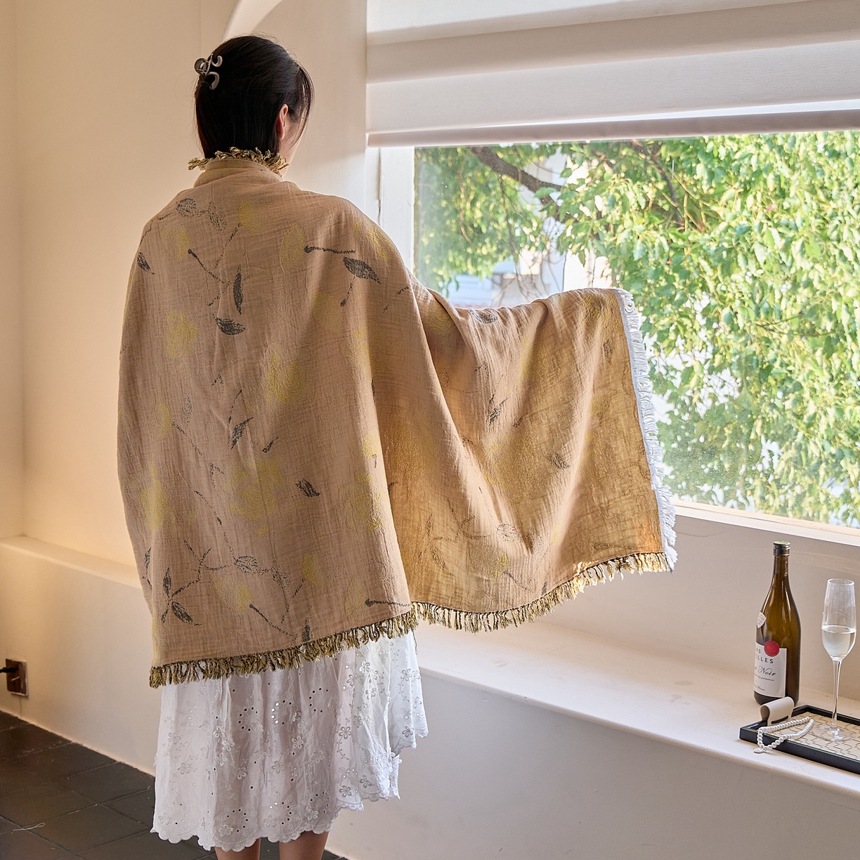 91家纺网 家纺一手货源 找家纺 沐瑟家纺 2025新款流苏披肩毯毛毯毯子 柠染