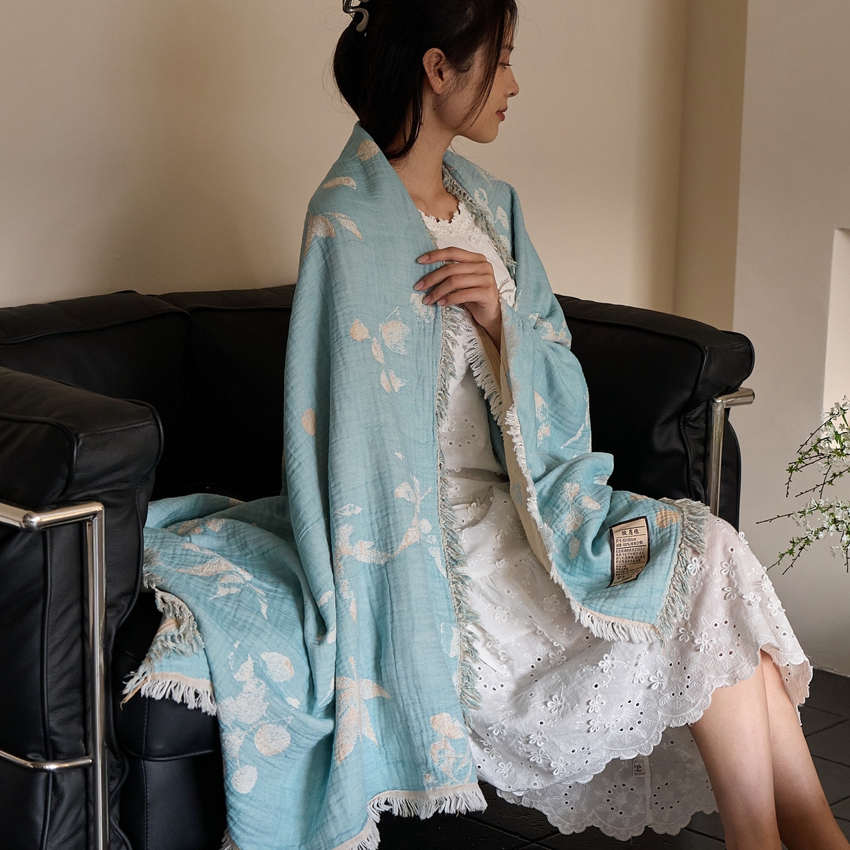 91家纺网 家纺一手货源 找家纺 沐瑟家纺 2025新款流苏披肩毯毛毯毯子 蘭素