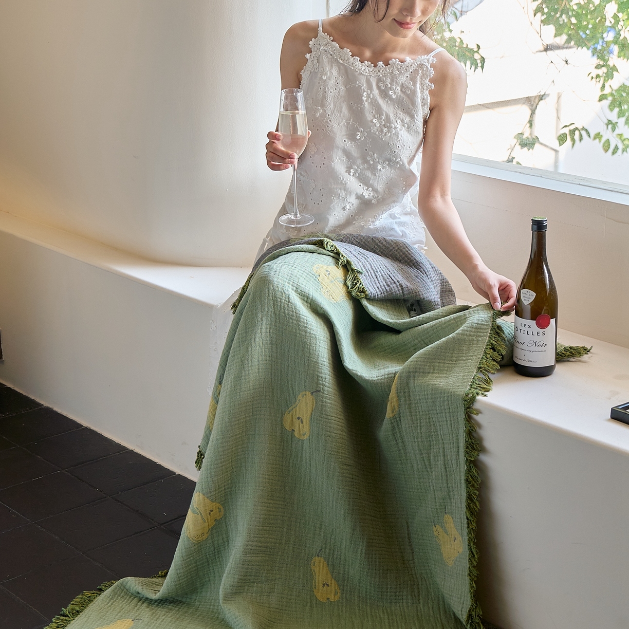 91家纺网 家纺一手货源 找家纺 沐瑟家纺 2025新款流苏披肩毯毛毯毯子 梨落