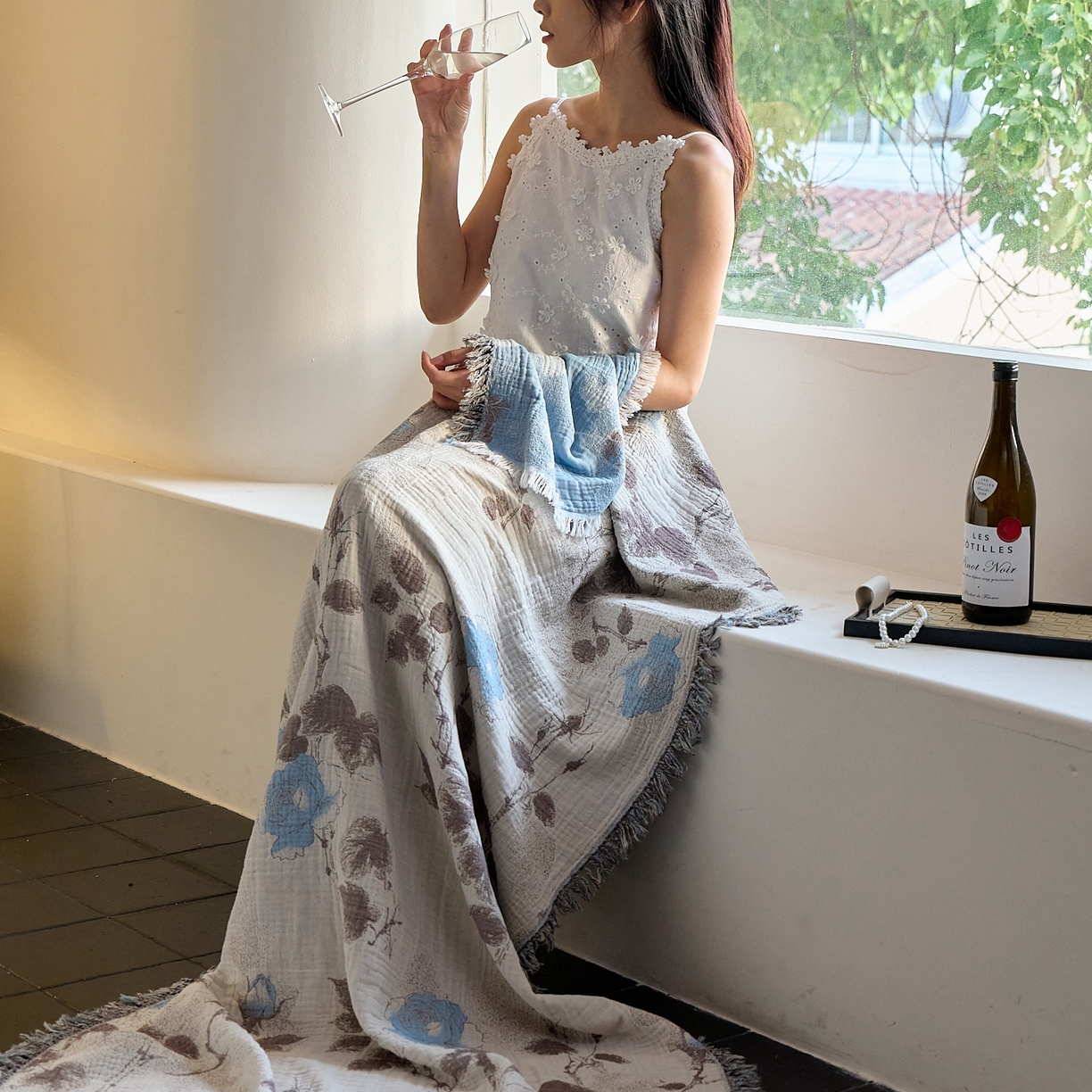 91家纺网 家纺一手货源 找家纺 沐瑟家纺 2025新款流苏披肩毯毛毯毯子 枝蘭