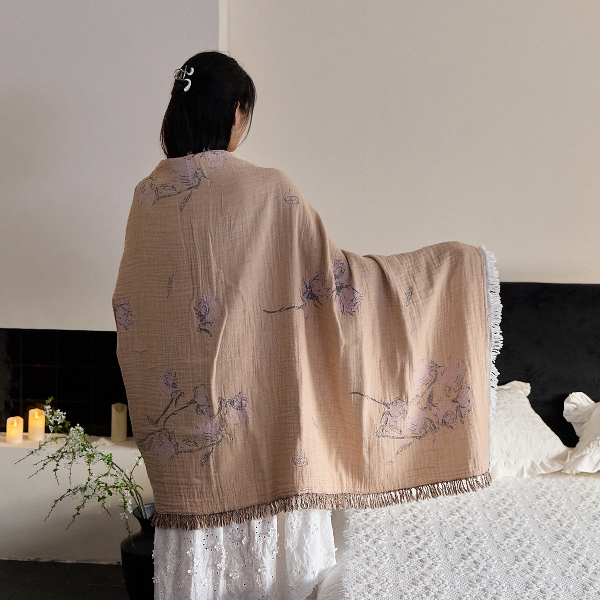 91家纺网 家纺一手货源 找家纺 沐瑟家纺 2025新款流苏披肩毯毛毯毯子 沅蔓