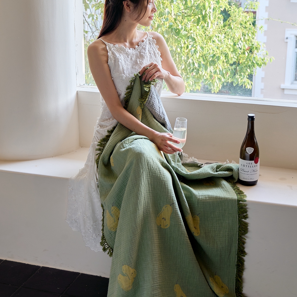 91家纺网 家纺一手货源 找家纺 沐瑟家纺 2025新款流苏披肩毯毛毯毯子 梨落