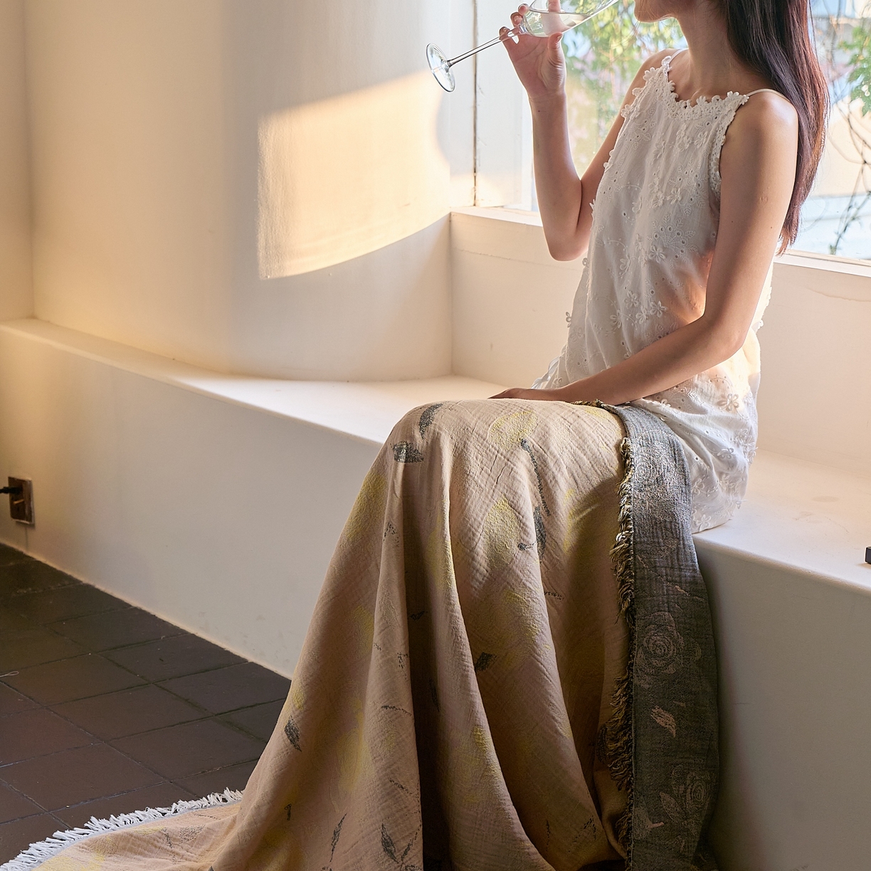 91家纺网 家纺一手货源 找家纺 沐瑟家纺 2025新款流苏披肩毯毛毯毯子 柠染