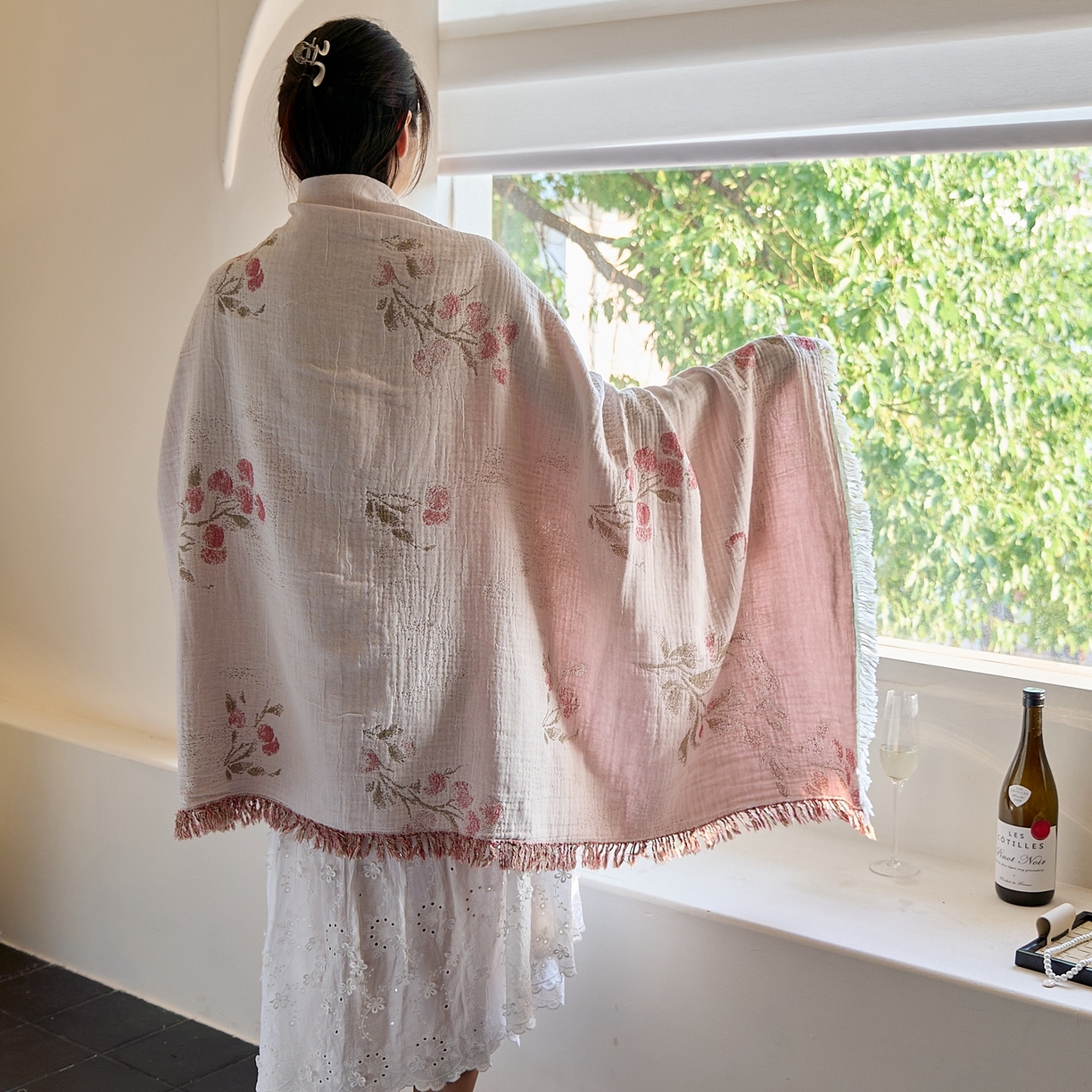 91家纺网 家纺一手货源 找家纺 沐瑟家纺 2025新款流苏披肩毯毛毯毯子 白芷