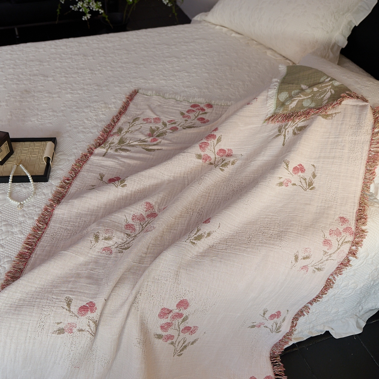 91家纺网 家纺一手货源 找家纺 沐瑟家纺 2025新款流苏披肩毯毛毯毯子 白芷