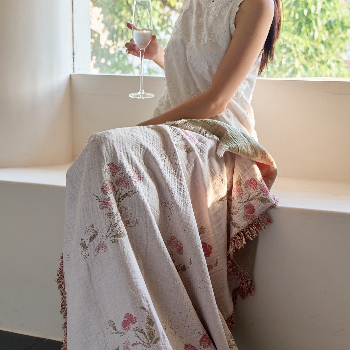 91家纺网 家纺一手货源 找家纺 沐瑟家纺 2025新款流苏披肩毯毛毯毯子 白芷