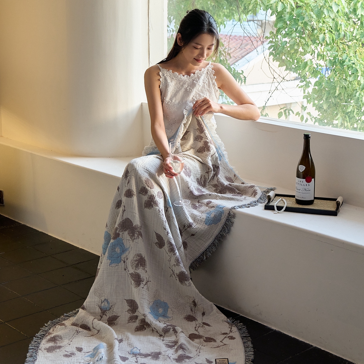 91家纺网 家纺一手货源 找家纺 沐瑟家纺 2025新款流苏披肩毯毛毯毯子 枝蘭