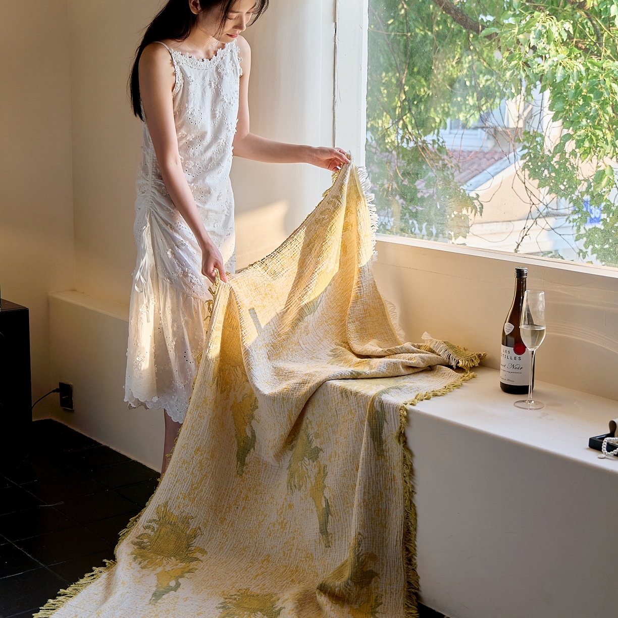 91家纺网 家纺一手货源 找家纺 沐瑟家纺 2025新款流苏披肩毯毛毯毯子 柚屿