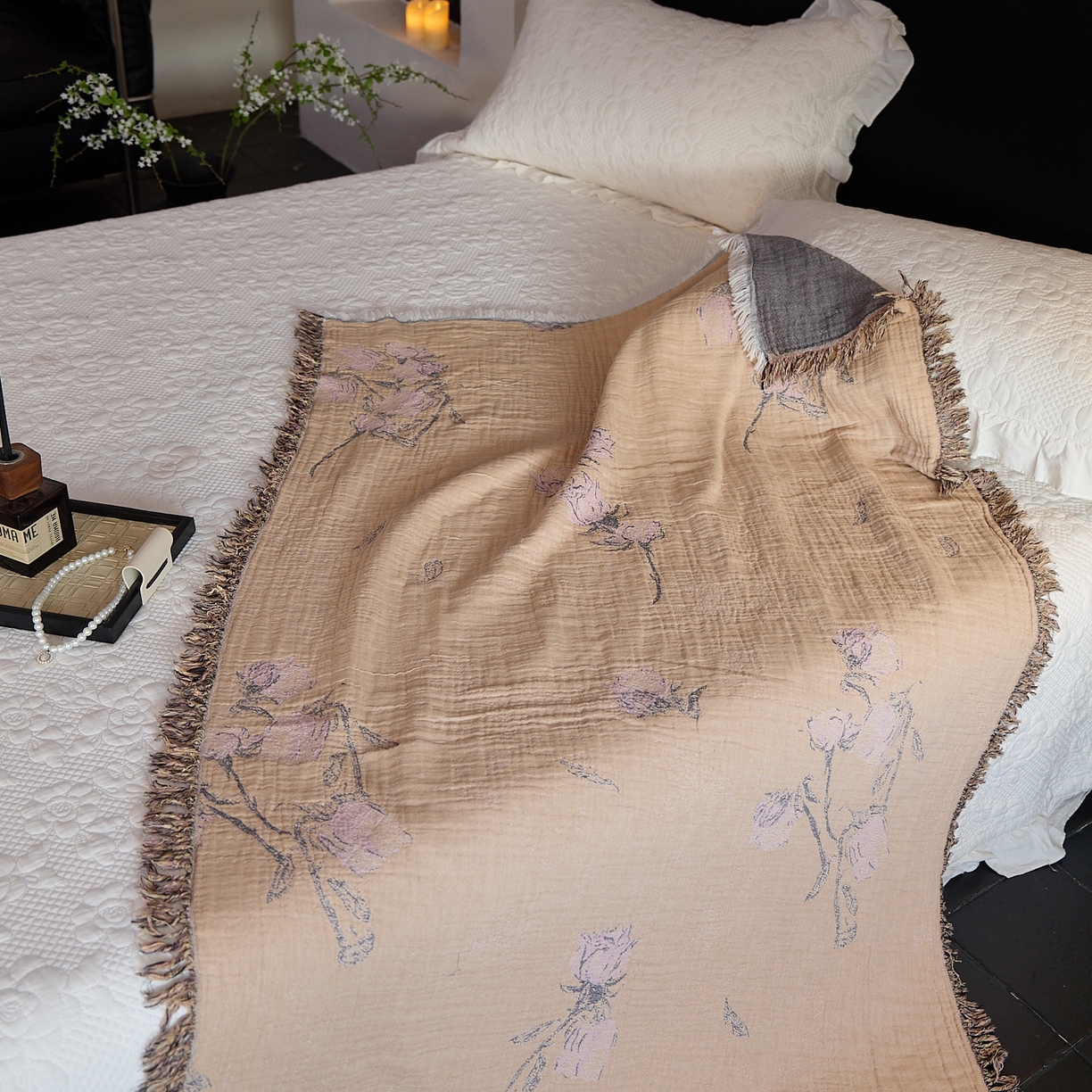 91家纺网 家纺一手货源 找家纺 沐瑟家纺 2025新款流苏披肩毯毛毯毯子 沅蔓