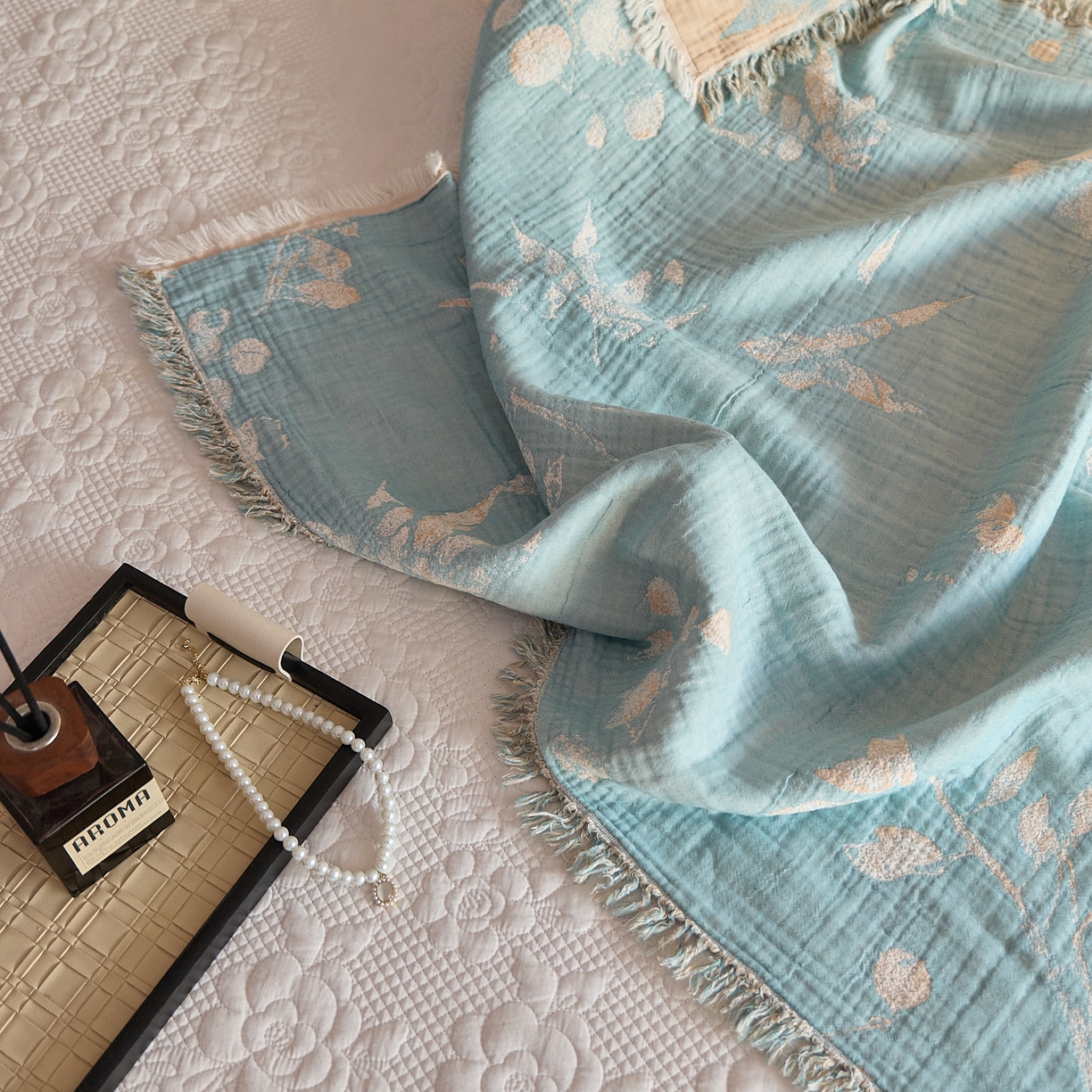 91家纺网 家纺一手货源 找家纺 沐瑟家纺 2025新款流苏披肩毯毛毯毯子 蘭素