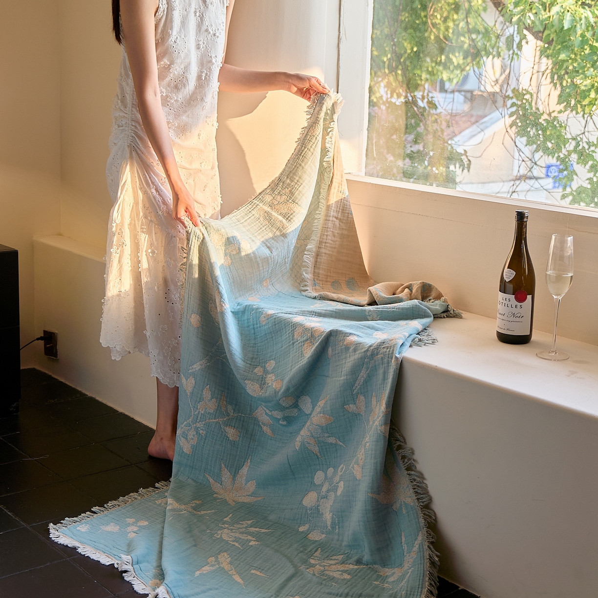 91家纺网 家纺一手货源 找家纺 沐瑟家纺 2025新款流苏披肩毯毛毯毯子 蘭素