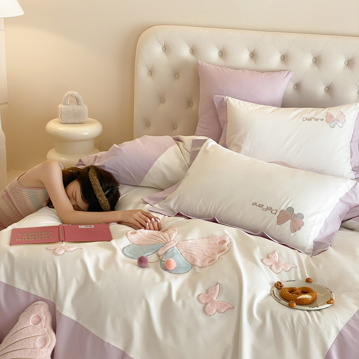 91家纺网 家纺一手货源 找家纺 曼布缇 2025新款加厚全棉纯棉磨毛绣花四件套-艾薇 艾薇-紫