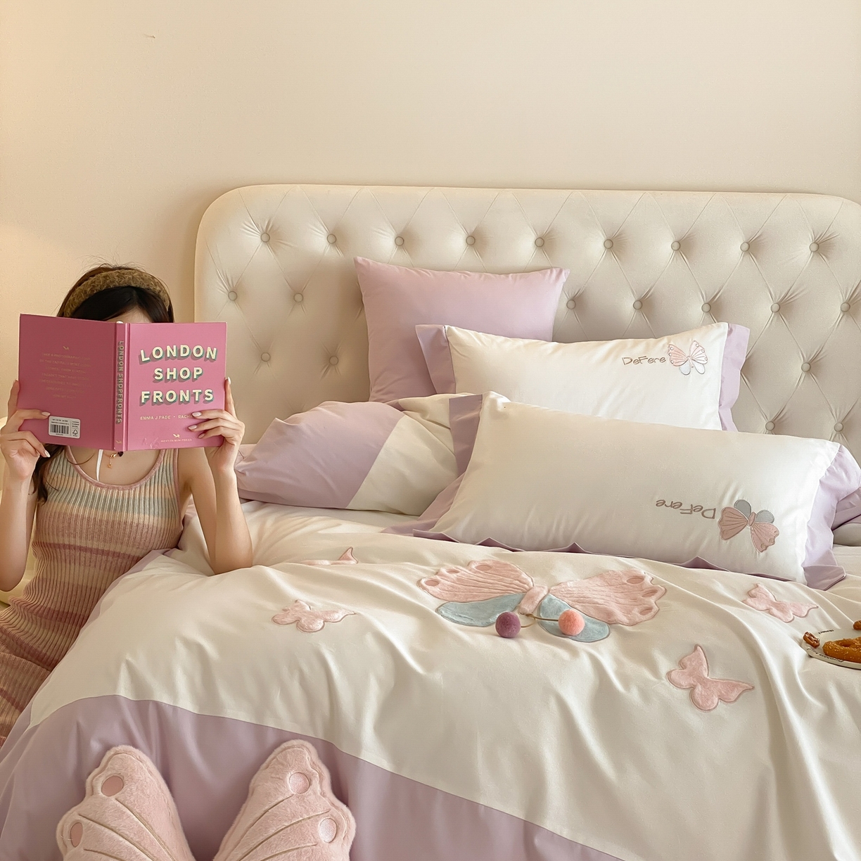 91家纺网 家纺一手货源 找家纺 曼布缇 2025新款加厚全棉纯棉磨毛绣花四件套-艾薇 艾薇-紫