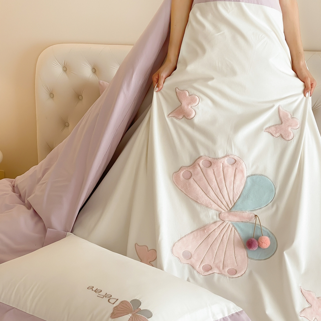 91家纺网 家纺一手货源 找家纺 曼布缇 2025新款加厚全棉纯棉磨毛绣花四件套-艾薇 艾薇-紫