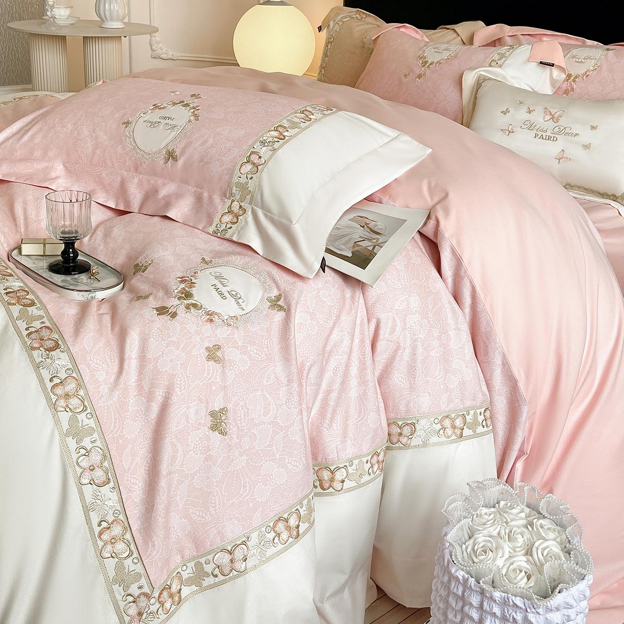 （总）爱妮菲家纺 2025新款轻奢风A类加厚全棉磨毛四件套纯棉重工刺绣保暖被套床单高级感床笠冬季床