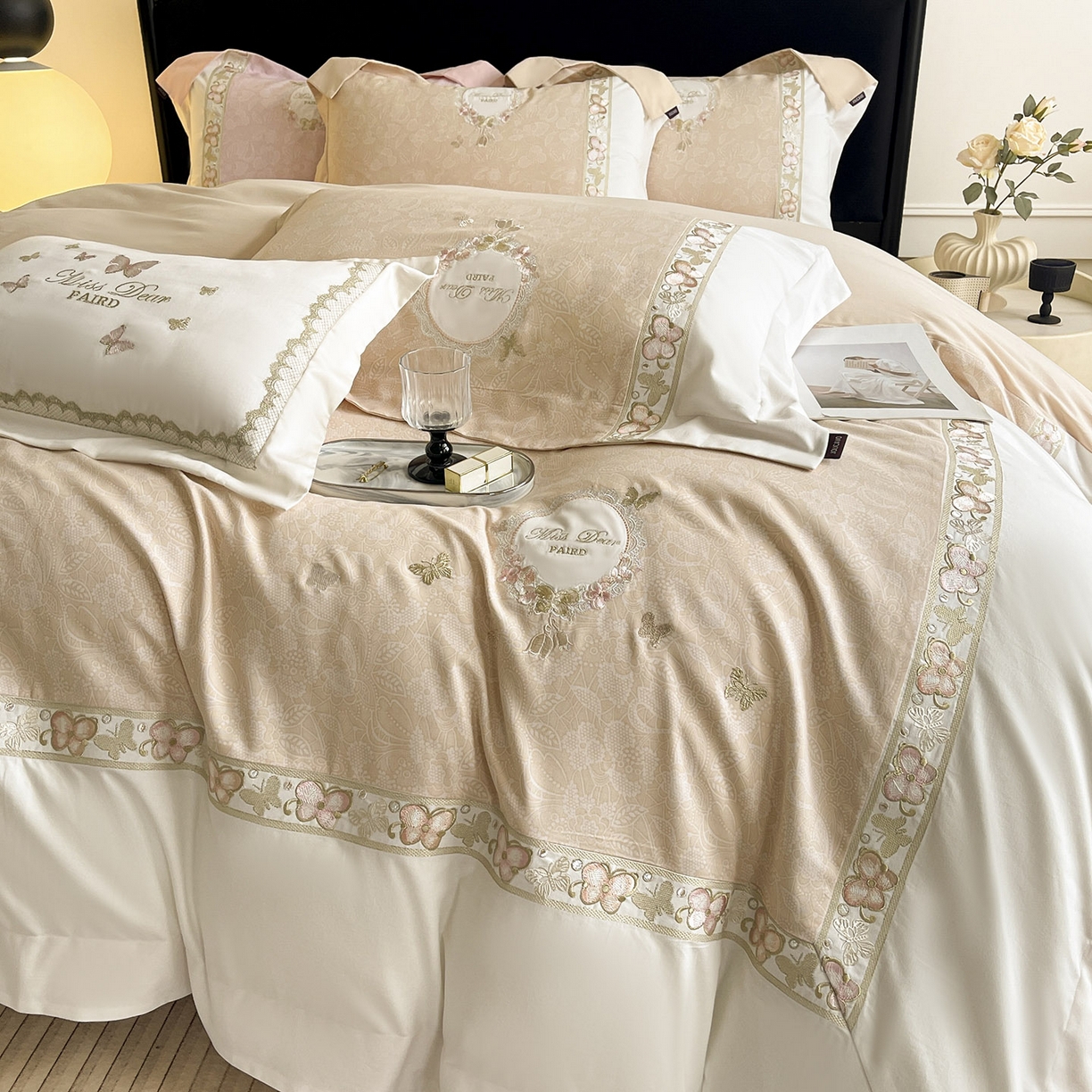 91家纺网 家纺一手货源 找家纺 （总）乔利卡沃 2025新款轻奢风A类加厚全棉磨毛四件套纯棉重工刺绣保暖被套床单高级感床笠冬季床