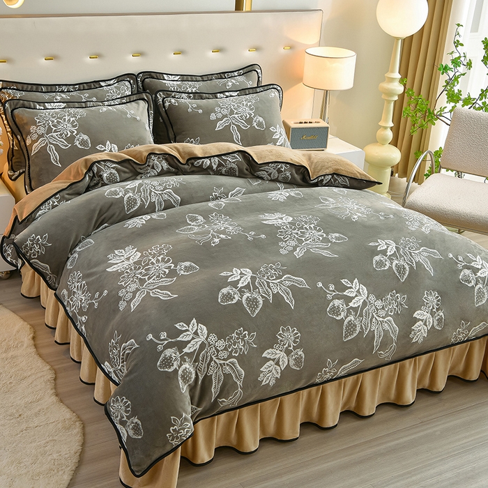 佳一 2025新款高克重8-9斤 印花牛奶绒四件套 里物