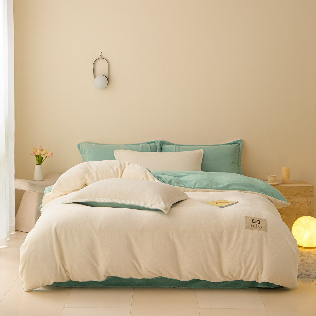 91家纺网 家纺一手货源 找家纺 （总）鑫琪莱家纺 2025新款高克重牛奶绒双拼四件套