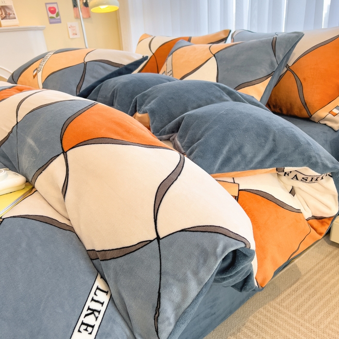 91家纺网 家纺一手货源 找家纺 印季家纺 2025新款加厚印花保暖牛奶绒四件套 波律