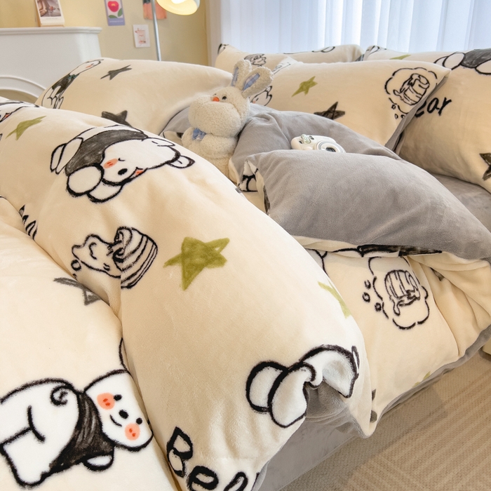 91家纺网 家纺一手货源 找家纺 （总）印季家纺 2025新款加厚印花保暖牛奶绒四件套