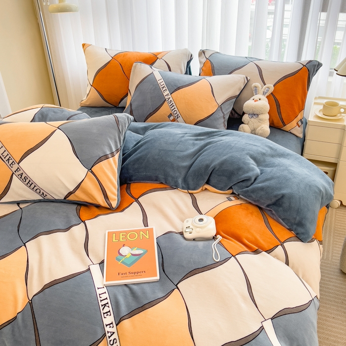 91家纺网 家纺一手货源 找家纺 印季家纺 2025新款加厚印花保暖牛奶绒四件套 波律