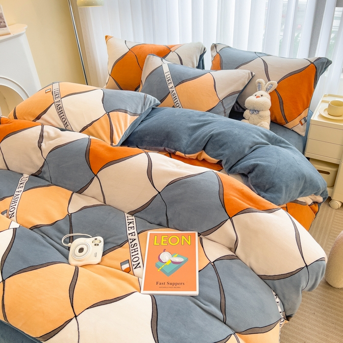 91家纺网 家纺一手货源 找家纺 印季家纺 2025新款加厚印花保暖牛奶绒四件套 波律