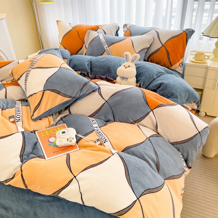 91家纺网 家纺一手货源 找家纺 印季家纺 2025新款加厚印花保暖牛奶绒四件套 波律