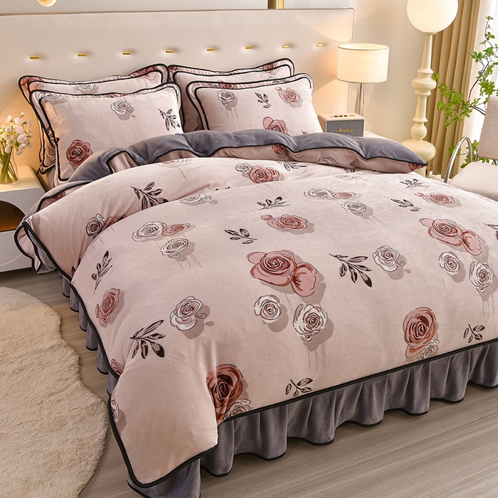 91家纺网 家纺一手货源 找家纺 （总）佳一 2025新款高克重8-9斤印花牛奶绒四件套