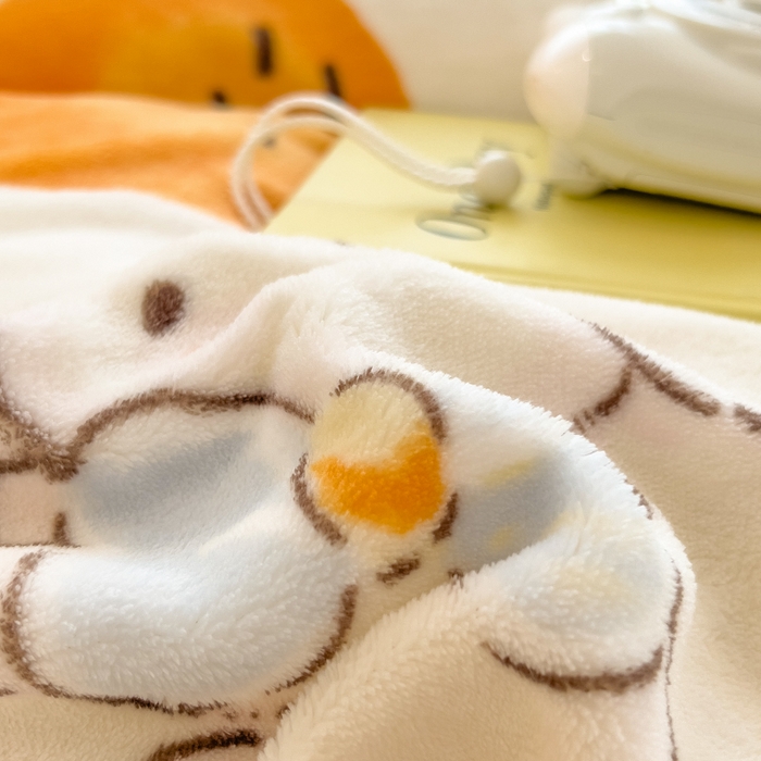 91家纺网 家纺一手货源 找家纺 印季家纺 2025新款加厚印花保暖牛奶绒四件套 橙小兔