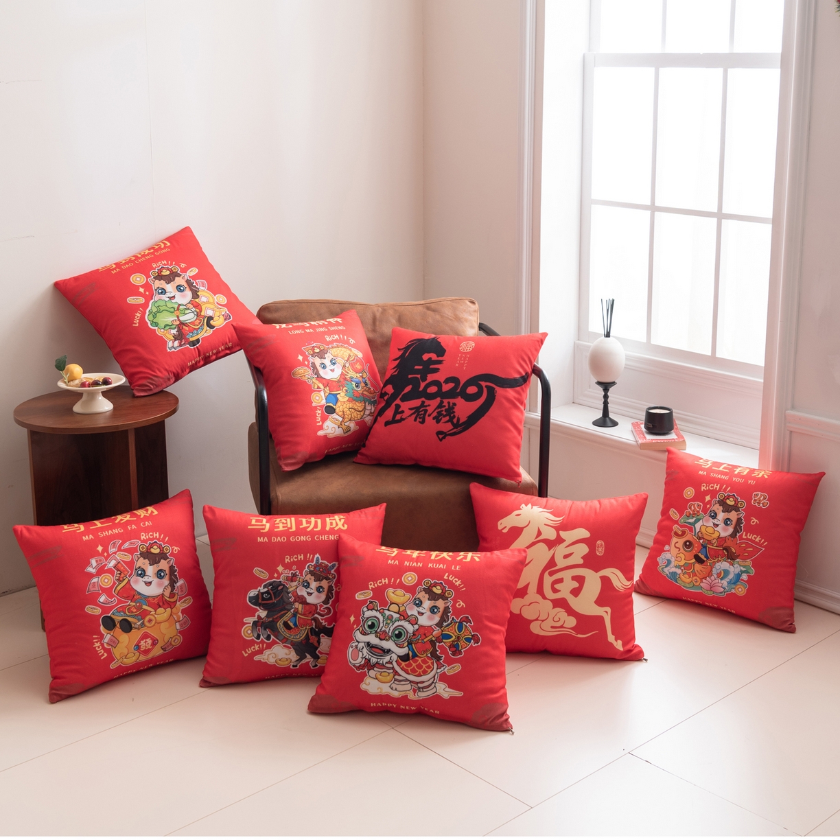 91家纺网 家纺一手货源 找家纺 （总）博笔熊家纺 2024新款圣诞椅子坐垫