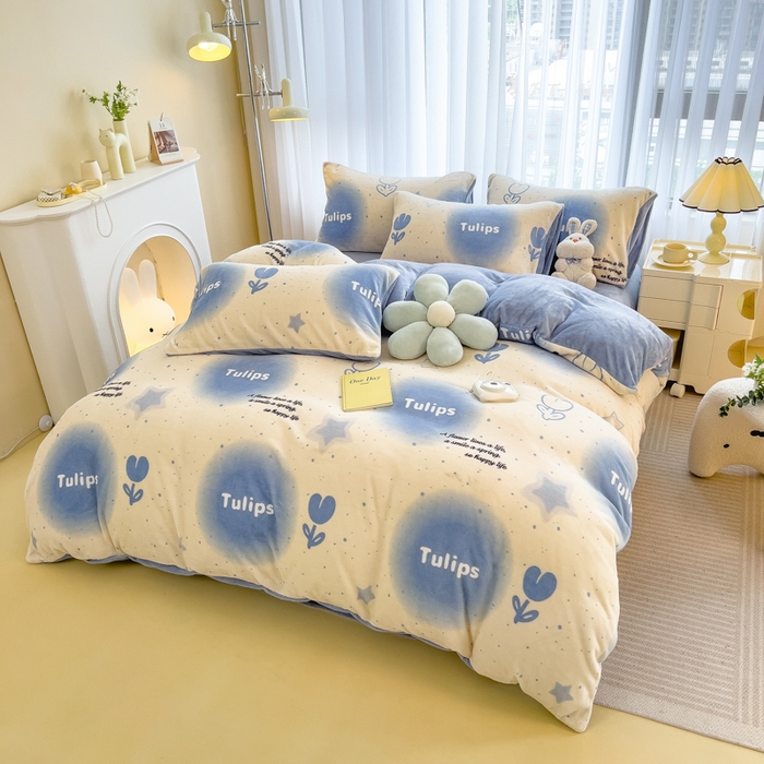 91家纺网 家纺一手货源 找家纺 印季家纺 2025新款加厚印花保暖牛奶绒四件套 馥郁-兰