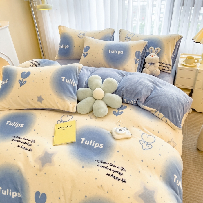 91家纺网 家纺一手货源 找家纺 印季家纺 2025新款加厚印花保暖牛奶绒四件套 馥郁-兰