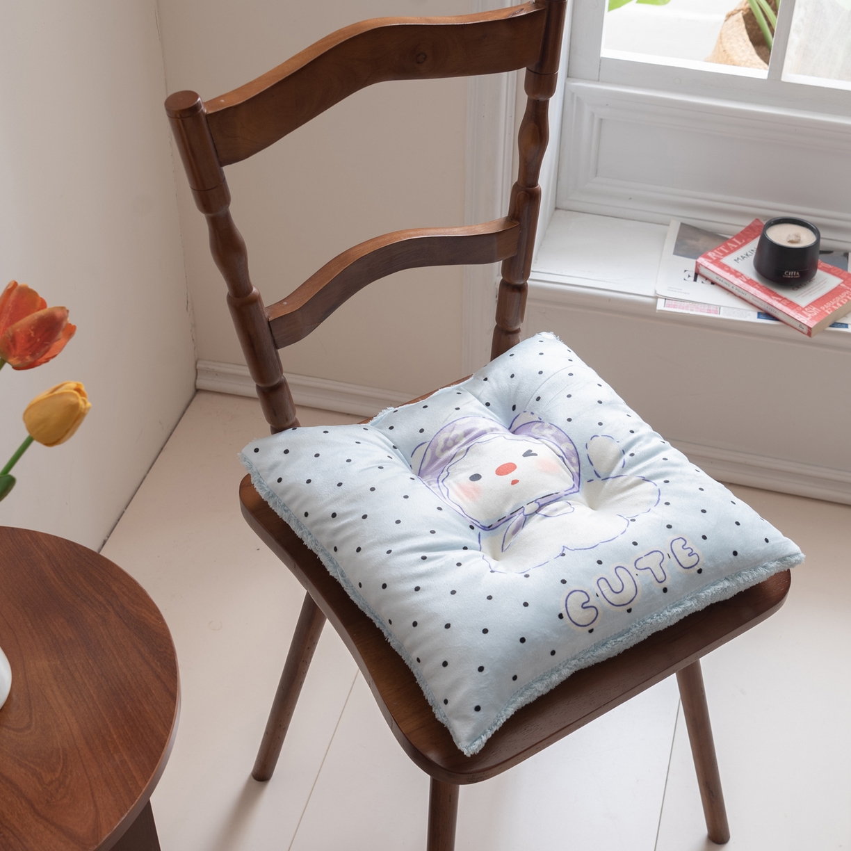 博笔熊家纺 2025新款双面卡通坐垫 可爱西高地