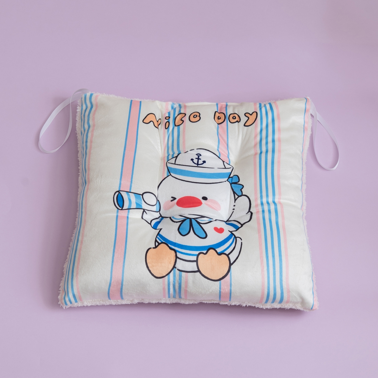 91家纺网 家纺一手货源 找家纺 博笔熊家纺 2025新款双面卡通坐垫 海盗鸭