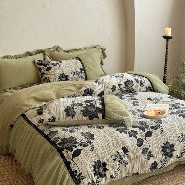 （总）佳汐蓝家纺 2025新款230g牛奶绒雕花四件套-朝花夕拾(卷后不低于298元)