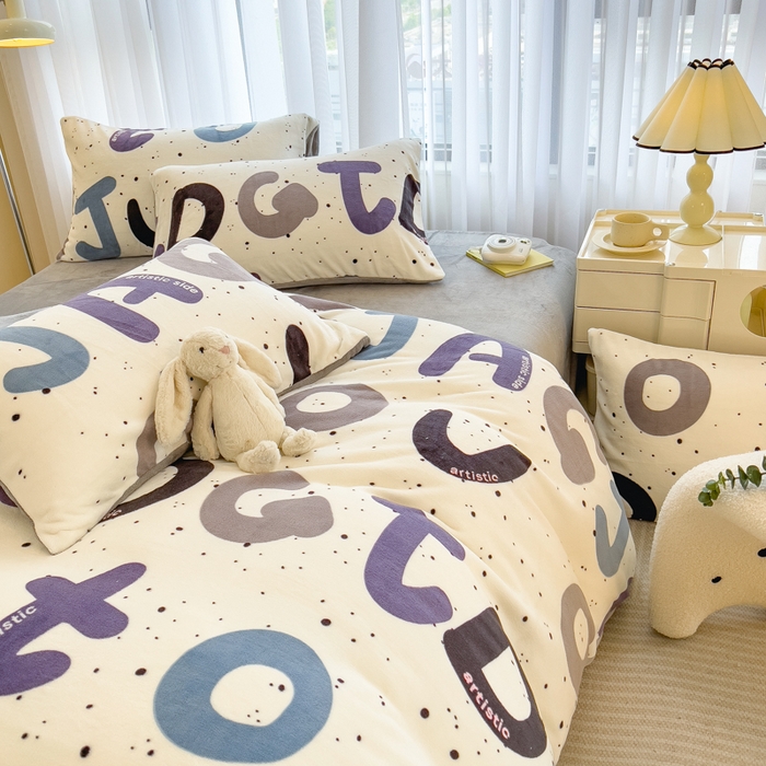 91家纺网 家纺一手货源 找家纺 印季家纺 2025新款加厚印花保暖牛奶绒四件套 少年派