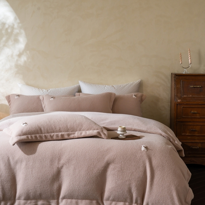 （总）佳汐蓝家纺 2025新款糯米绒四件套系列(圆角吊边款床单)