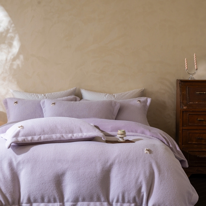 佳汐蓝家纺 2025新款糯米绒四件套系列(圆角吊边款床单) 糯米绒 香芋紫