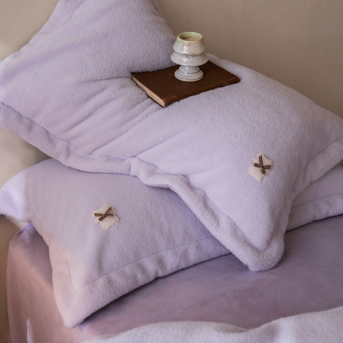 91家纺网 家纺一手货源 找家纺 佳汐蓝家纺 2025新款糯米绒四件套系列(圆角吊边款床单) 糯米绒 香芋紫