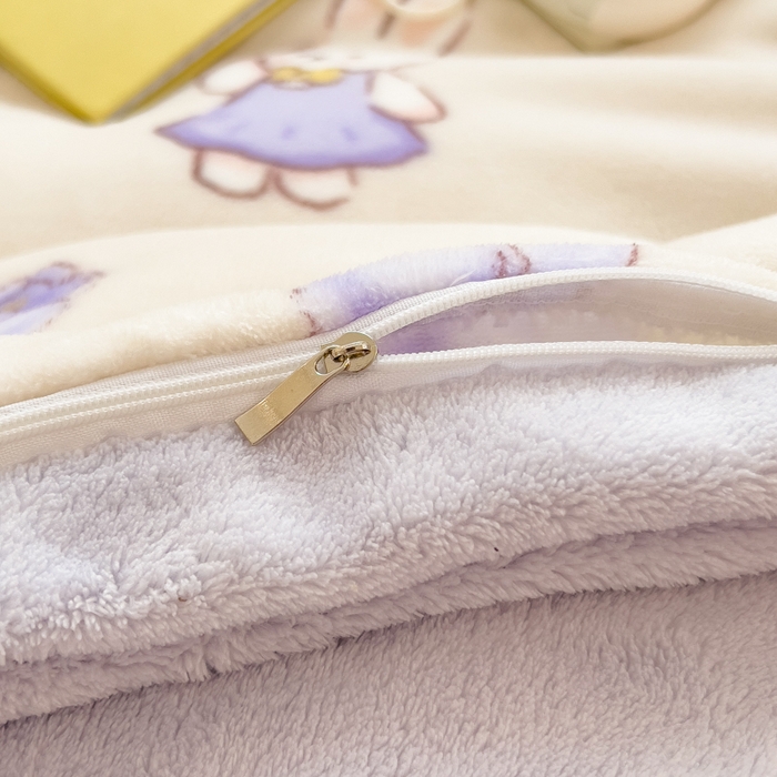 91家纺网 家纺一手货源 找家纺 印季家纺 2025新款加厚印花保暖牛奶绒四件套 郁兔-紫