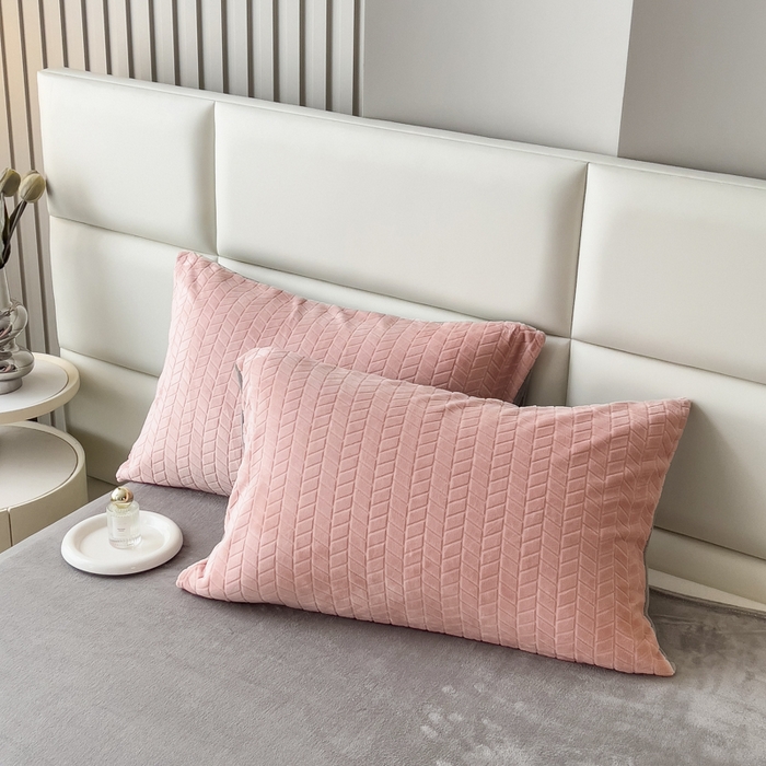 91家纺网 家纺一手货源 找家纺 印季家纺 2025新款立体剪花麦穗牛奶绒四件套 豆沙-灰