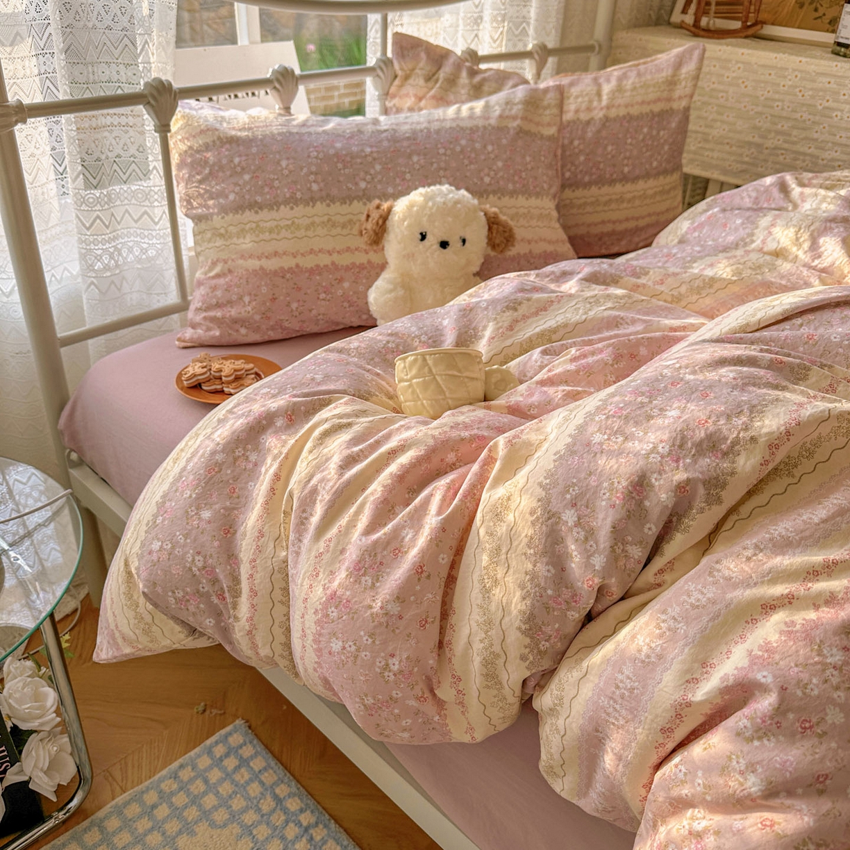 91家纺网 家纺一手货源 找家纺 （总）优选 2025新款加厚爆款小布袋韩国古法水洗棉床单学生三件套床笠款四件套