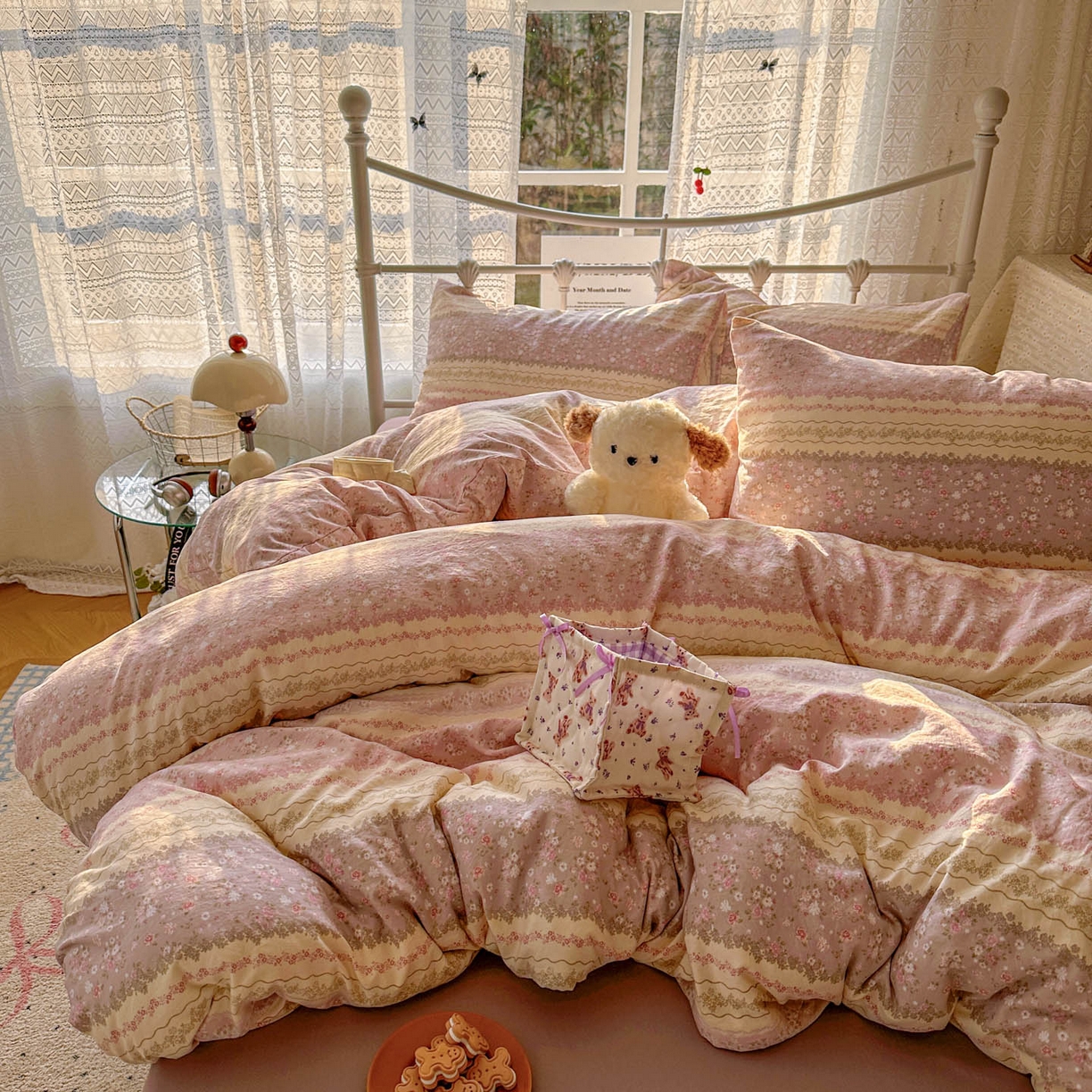 91家纺网 家纺一手货源 找家纺 （总）优选 2025新款加厚爆款小布袋韩国古法水洗棉床单学生三件套床笠款四件套