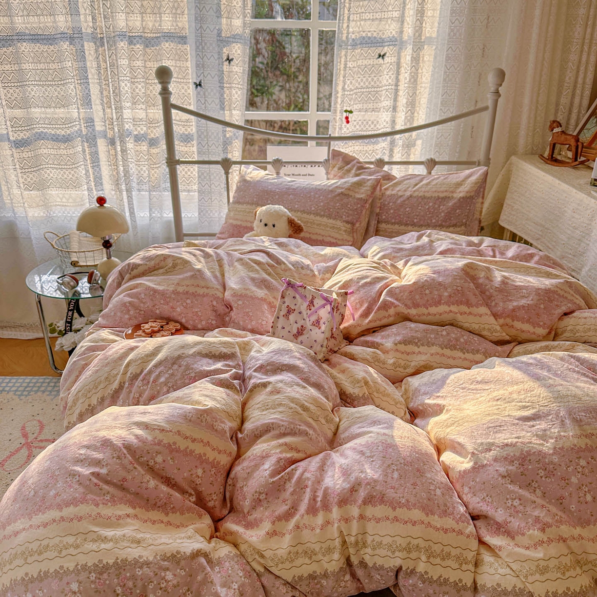 91家纺网 家纺一手货源 找家纺 （总）优选 2025新款加厚爆款小布袋韩国古法水洗棉床单学生三件套床笠款四件套