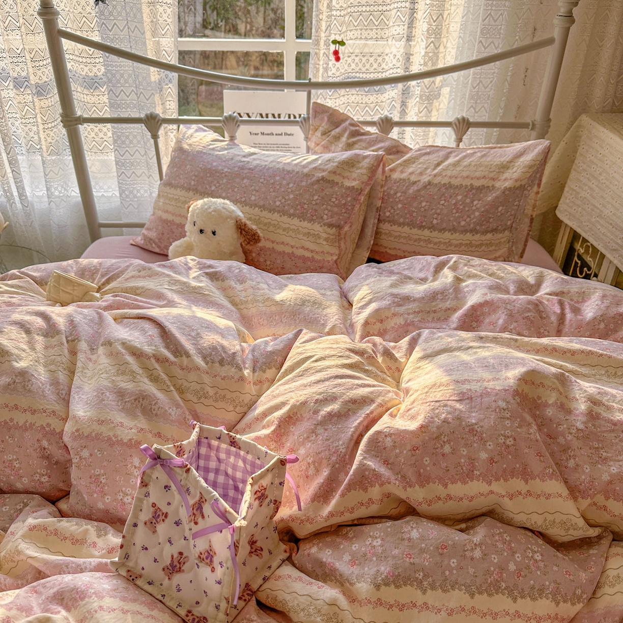 91家纺网 家纺一手货源 找家纺 （总）优选 2025新款加厚爆款小布袋韩国古法水洗棉床单学生三件套床笠款四件套