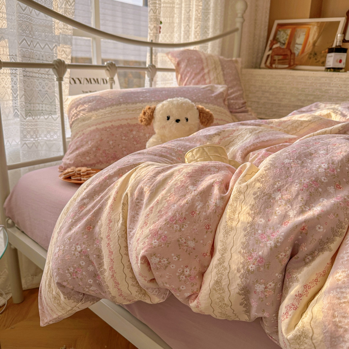 91家纺网 家纺一手货源 找家纺 （总）优选 2025新款加厚爆款小布袋韩国古法水洗棉床单学生三件套床笠款四件套