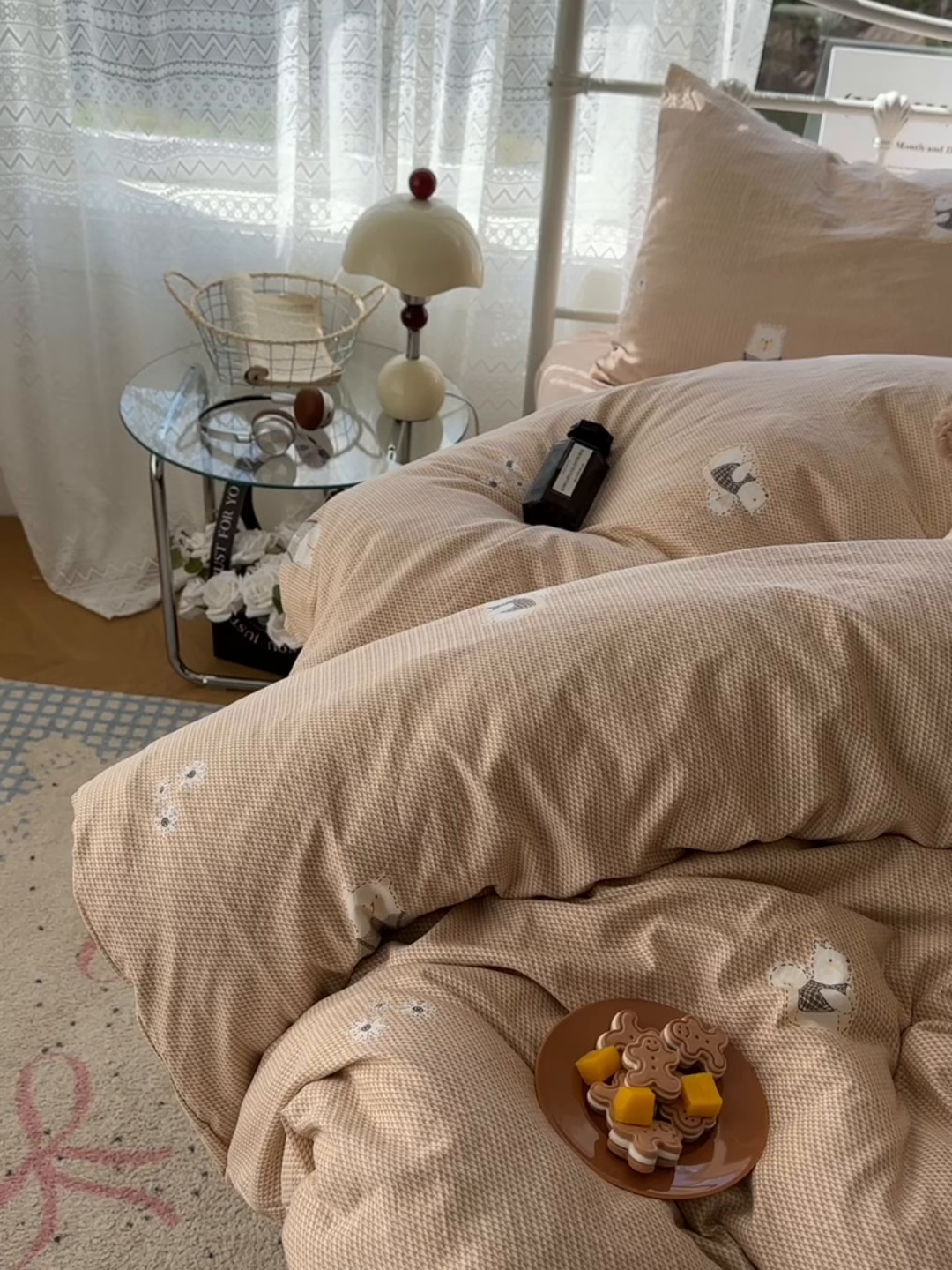 91家纺网 家纺一手货源 找家纺 优选 2025新款加厚爆款小布袋韩国古法水洗棉床单学生三件套床笠款四件套 爱丽丝